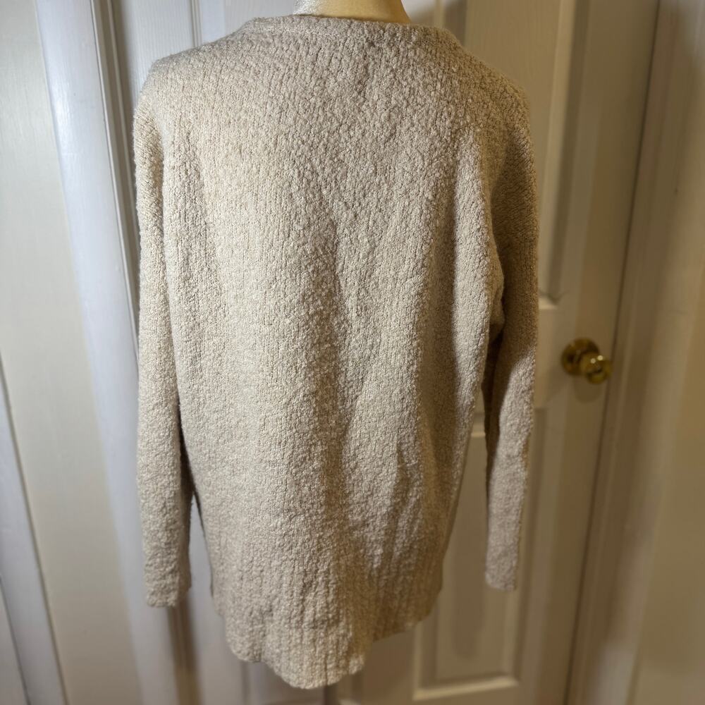 PureJill  Boucle Crew Neck Wool Blend Oatmeal Sweater Size Large - Picture 5 of 8